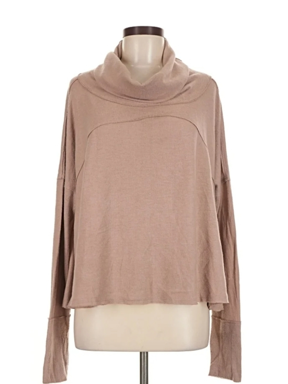 We The Free/Free People Soft Taupe Sweater Cowl Neck